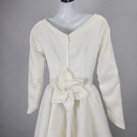 Vintage 60s White Beaded Lace Skirt Wedding Gown Size XS - Picture 6 of 12